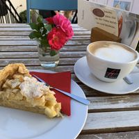 Lovely apple cake and cappuccino!  at Das Cafe am Alten Posthof in Ibbenbueren