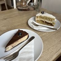 Espresso and raffaelo vegan cakes (from Kopřivnice Vila Machů)  at K.fe Livre in Frydlant Nad Ostravici