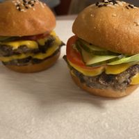 Double portobello burger with fried potato skin  at MUDRA Plant Based  in Madrid