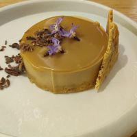 Cheescake dulce de leche at MUDRA Plant Based  in Madrid