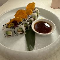 Tomato cashew cheese sushi   at MUDRA Plant Based  in Madrid