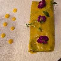 Mushroom canalonni at MUDRA Plant Based  in Madrid