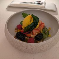 Holy basil fruit desk at MUDRA Plant Based  in Madrid