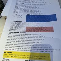 Menu  at BRERA in Las Vegas