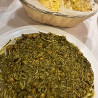 channa saag and garlic roti  at Sajna Indian Cuisine in Hollywood
