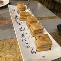 Puff pastry potato stacks  at Amberes The Vegetarian Wine And Cocktail Bar in Valencia