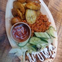 Jerk mix with plantain at Fulani - Afro Caribbean Street Food in Oslo