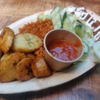 Jerk mix with plantain at Fulani - Afro Caribbean Street Food in Oslo