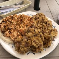 Desayuno recalentado, tofu y frijol   at Las Veganas in Medellin