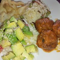 menu del dia con proteina de soya at Las Veganas in Medellin