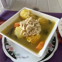 Ajiaco soup  at Las Veganas in Medellin