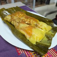 Stuffed tamal at Las Veganas in Medellin