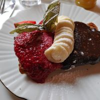 Sweet waffles with homemade jam and Nutella at Oslo Raw Frogner in Oslo