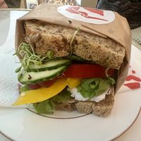 Tiny sandwich   at Oslo Raw Frogner in Oslo