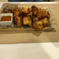 Berenja en tempura (con miel a parte para poder compartir con veganos) at El Vergel - Paseo de la Florida in Madrid