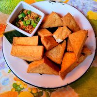 Fried tofu appetizer (Tao hoo tod) at Bangrak Market in Seattle