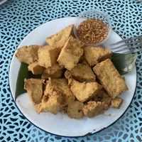 Fried Tofu w/Peanut Sauce • Crunchy and Yummy  at Bangrak Market in Seattle