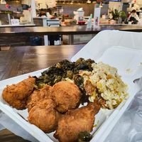 Vegan Chik'n Dummies with Collard Greens and yummy Mac n Cheese big enough for 2 to share! #Veganuary at NuVegan - epiQ Food Hall in Woodbridge