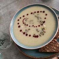 Celery-apple-soup. at Jivamukti Canteen in Berlin