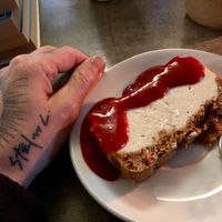 cheese cake  at Jivamukti Canteen in Berlin