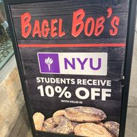 Sign in front at Bagel Bob's in New York City