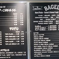Wall menu at Bagel Bob's in New York City