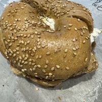 Whole wheat sesame with tofu scallion   at Bagel Bob's in New York City