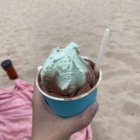 I may have been too impatient to take a photo first 🤣 Chocolate & mint.  at Rizza's in Lossiemouth