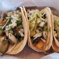 Cactus taco (left) and two Zucchini tacos (right) at La Cabaña in Henrico