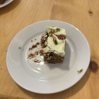 Last minute photo of a very tasty carrot and pistachio cake...  at Dunrobin Castle Tearoom in Golspie