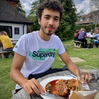 My son about to dig in.   at The Old Dunnings Mill in East Grinstead