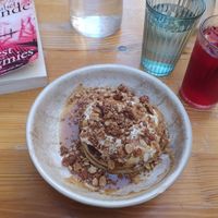 Panckaes with peanut sauce at BRÛLÉ in Toulouse