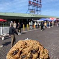 Hockey puck oatmeal raisin cookie. Very dry and not great  at Cinnamon Works in Seattle