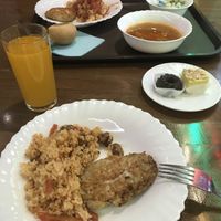 Pilaf with cutlet, soup, and delicious vegan sweets  at Govinda - Furye in Irkutsk