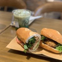 Mixed Banh Mi and iced Matcha Latte  at Chay 365  in Ho Chi Minh City