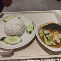 Rice with veggies and tofu at Nyonya Vege in Kuala Lumpur