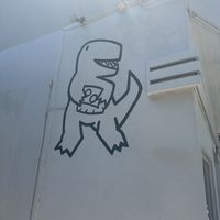 Outside mural  at Pizzasaurus Rex in Sacramento