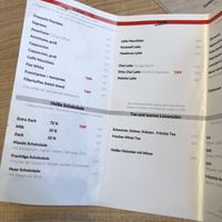 Speisekarte Kaffee, heiße Schokolade und Latte (s.a. Webseite)  at Urban Coffee in Regensburg