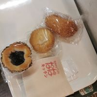 Left to right: chocolate bread, soy cream bread and curry bread at Nana Kitchen - ななキッチン in Tokyo