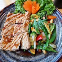 Tempura tofu with vegetables at Omachi in Rostock