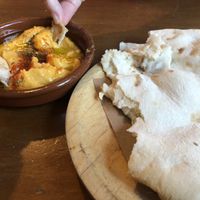 Hummus and pita bread  at Festinar in Valencia