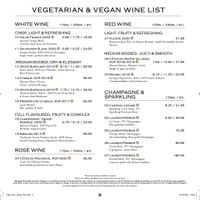 Vegetarian and Vegan Wine Menu  at Côte Brasserie in South East London