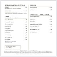 Breakfast Drinks Menu  at Côte Brasserie in South East London