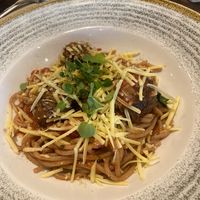 vegan whole wheat spaghetti with meatballs  at Punk Pasta in London