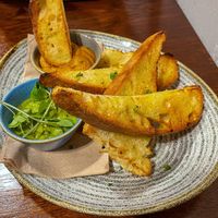 Dips - carrot hummus and spinach and green olive tapenade at Punk Pasta in London