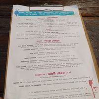 Main menu at Punk Pasta in London