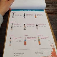 Wine list at Punk Pasta in London