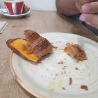 Croissant de sobrassada i formatge. PD; Estava tant bo que no ens hem esperat a la foto. at La Veggiesseria in Tarragona