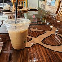 Iced mocha with oatmilk at There and Back Cafe in Sacramento