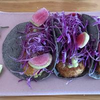 “Shrimp” tacos  at Glück in Oaxaca